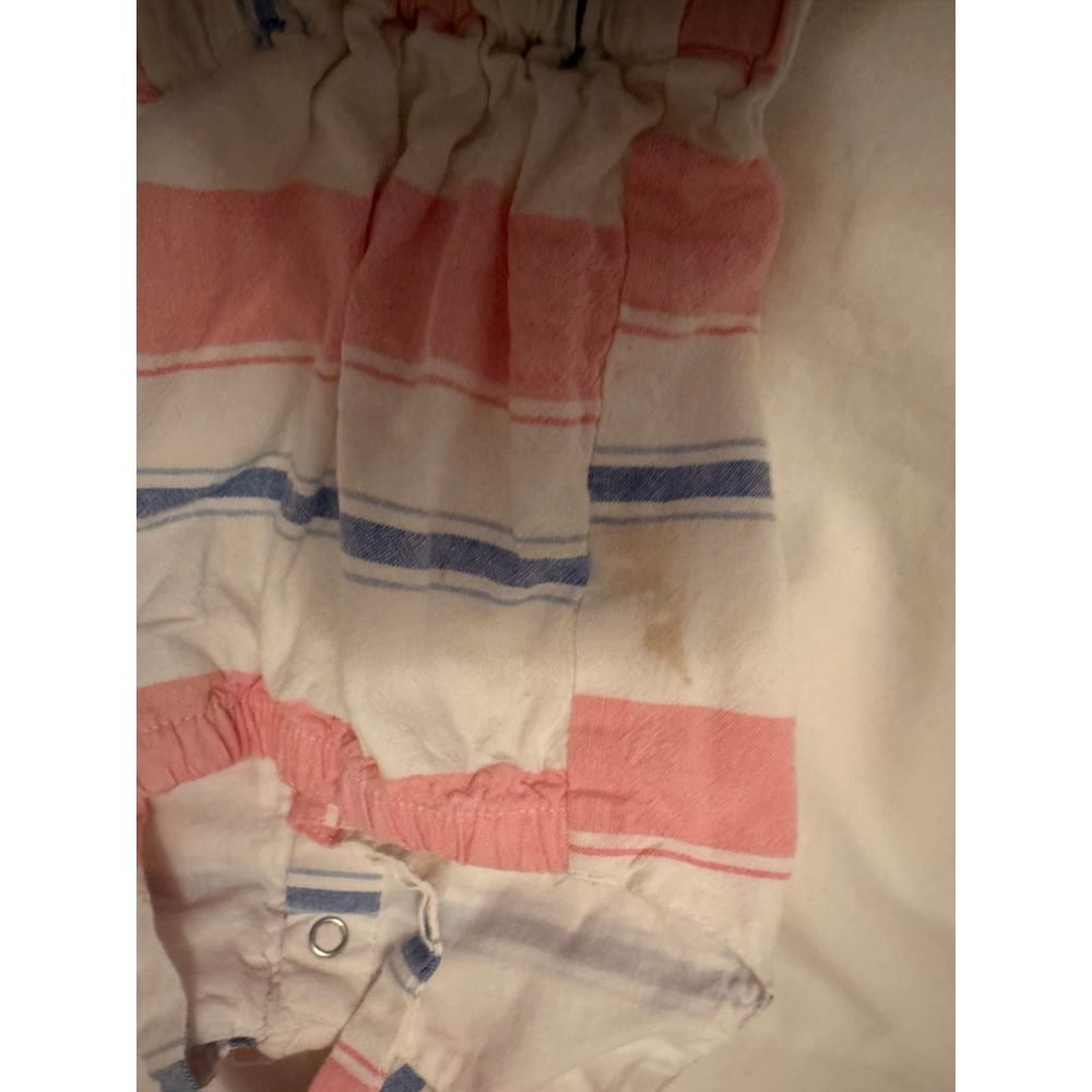 Girls Sergent Major Romper Size 3ANS White Pink Blue Striped - Picture 6 of 9